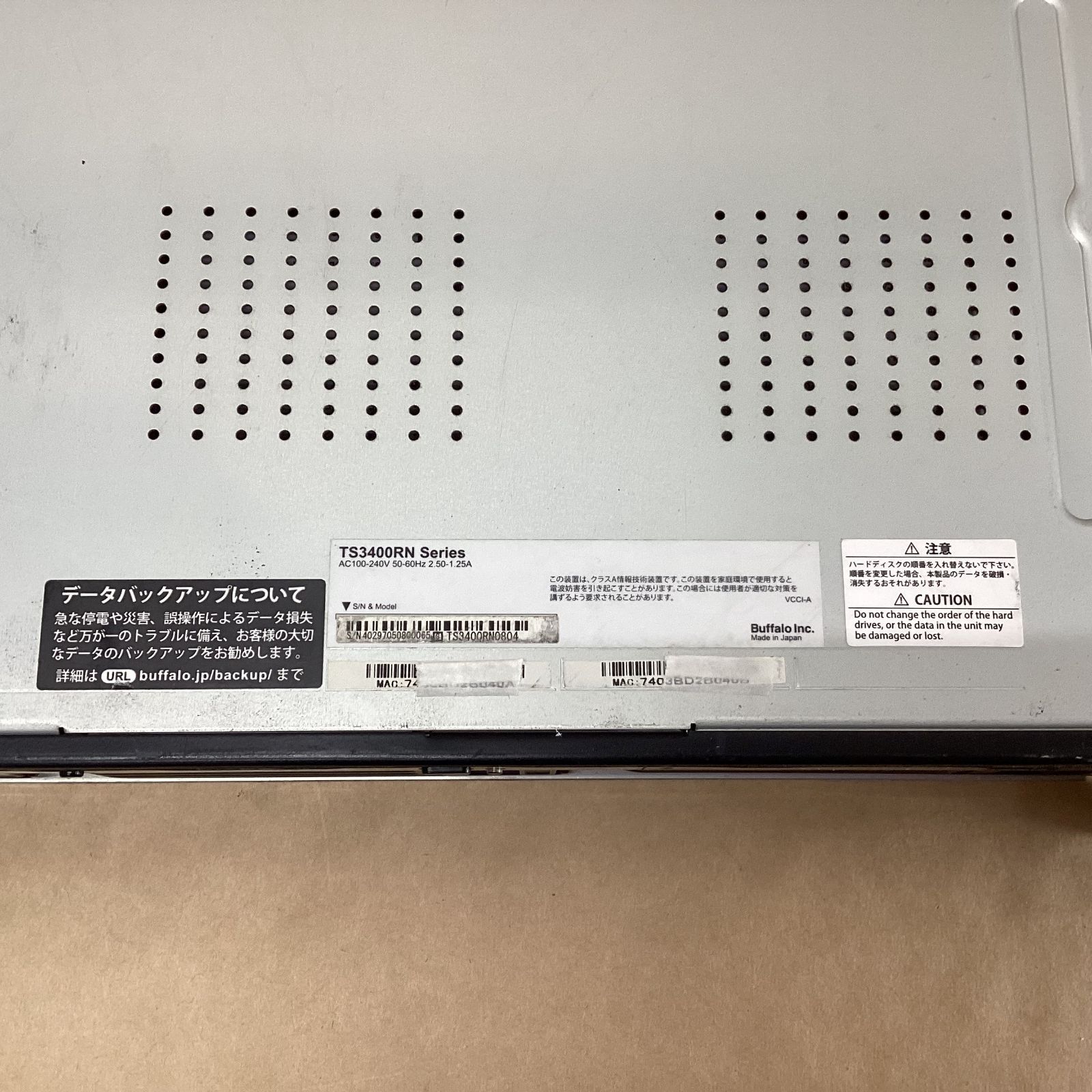 動作確認済み・システム消去済み BUFFALO NAS TS3400RN0804