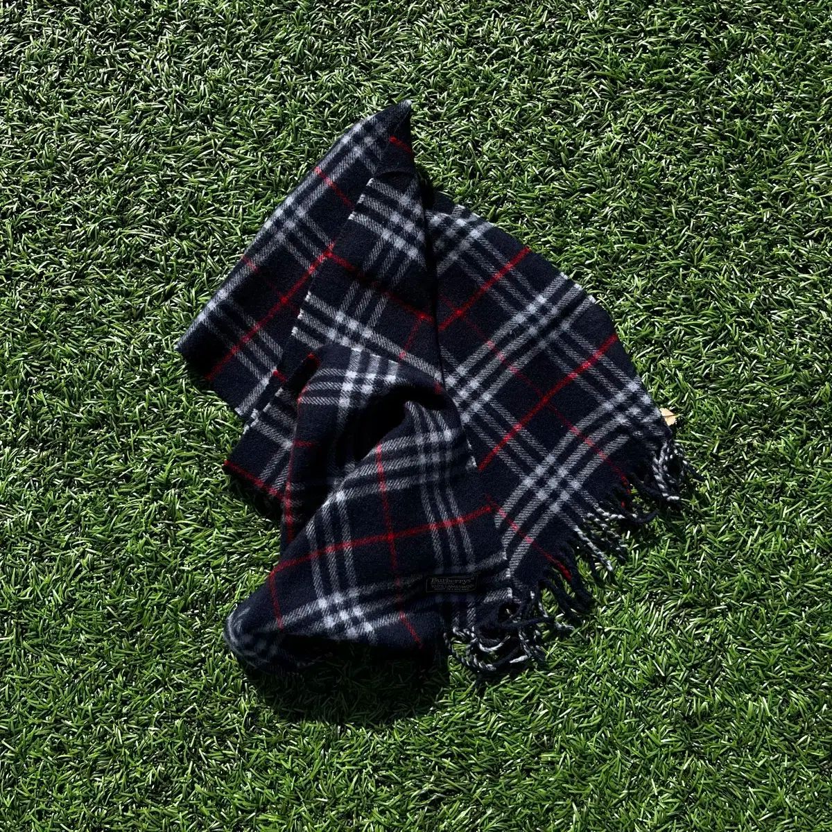 BURBERRY カシミヤ メガチェックマフラー グレー【クリーニング済