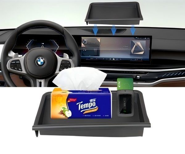 BMW X5 X6 X7 G05 G06 G07 2025 2025 ABSブラックカーナビゲーションスクリーンリアボックス多機能ボックスアクセサリーカスタムパーツA