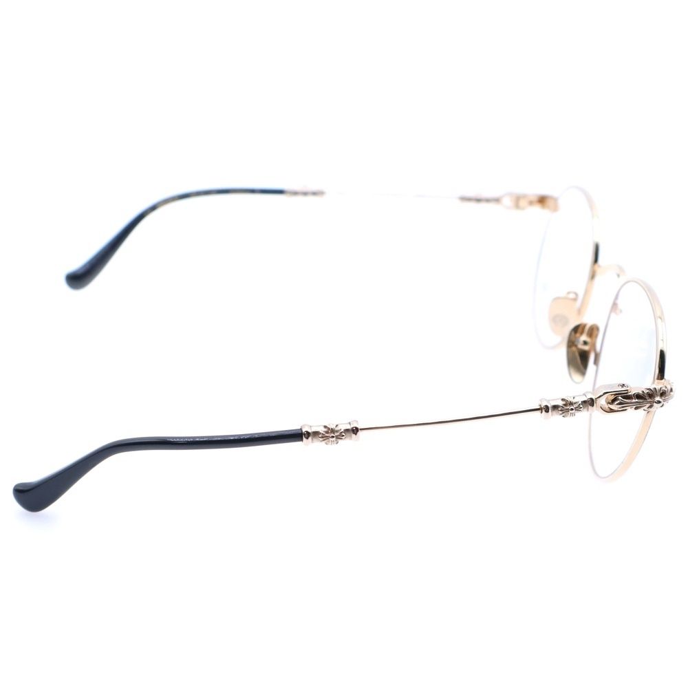  CHROME HEARTS クロムハーツ BUBBA A クロステンプル メタルフレーム ラウンド アイウェア 眼鏡 ゴールド その他 メンズ