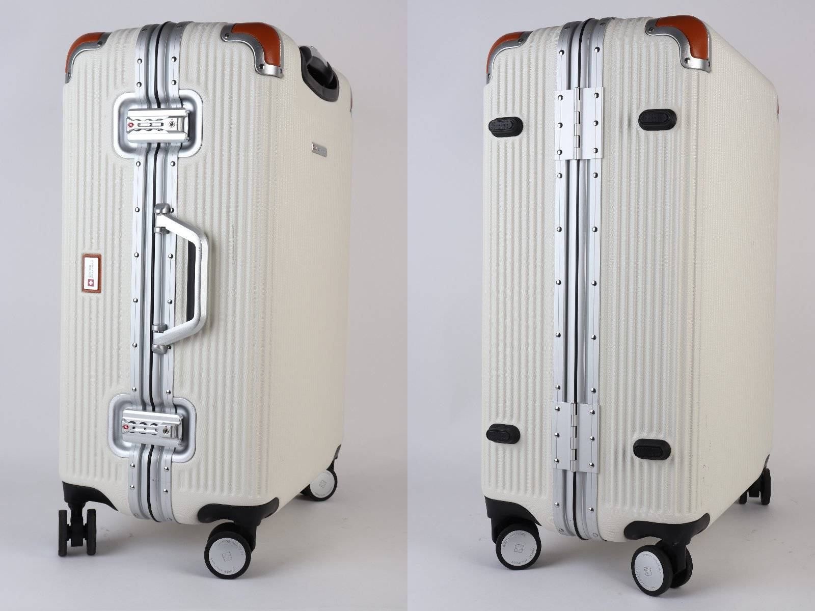 SWISS MILITARYスーツケース 64L SM-C624 TSAロック白 旅行用品 訳あり