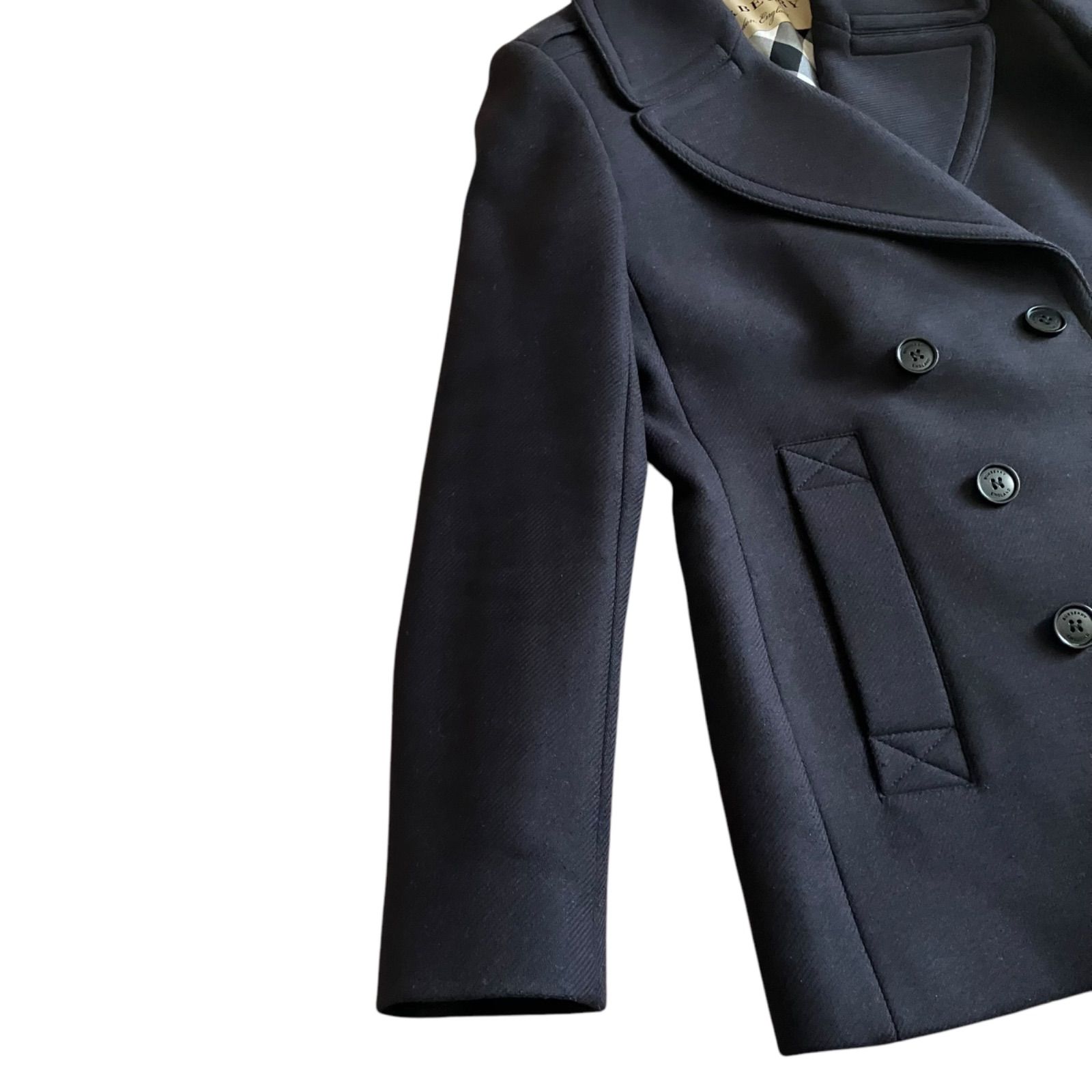 BURBERRY LONDON ブラック ピーコート カシミヤ混 BURBERRY LONDON ブラック ピーコート カシミヤ混 BURBERRY LONDON