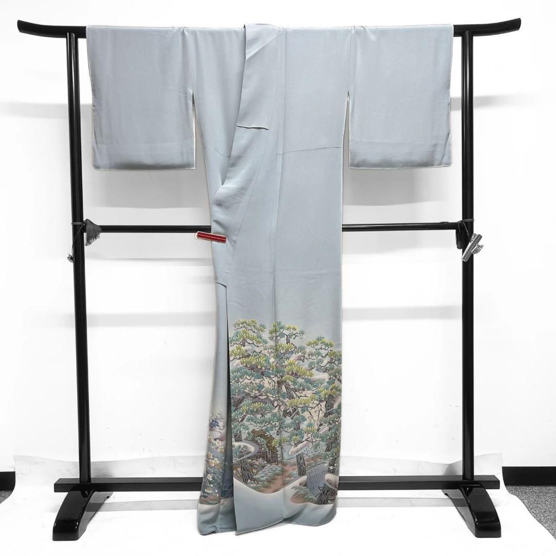 定番のお歳暮 作家もの 色留袖 034a 着物 家屋 舟 松 梅 景観模様 本加賀友禅 着物・浴衣