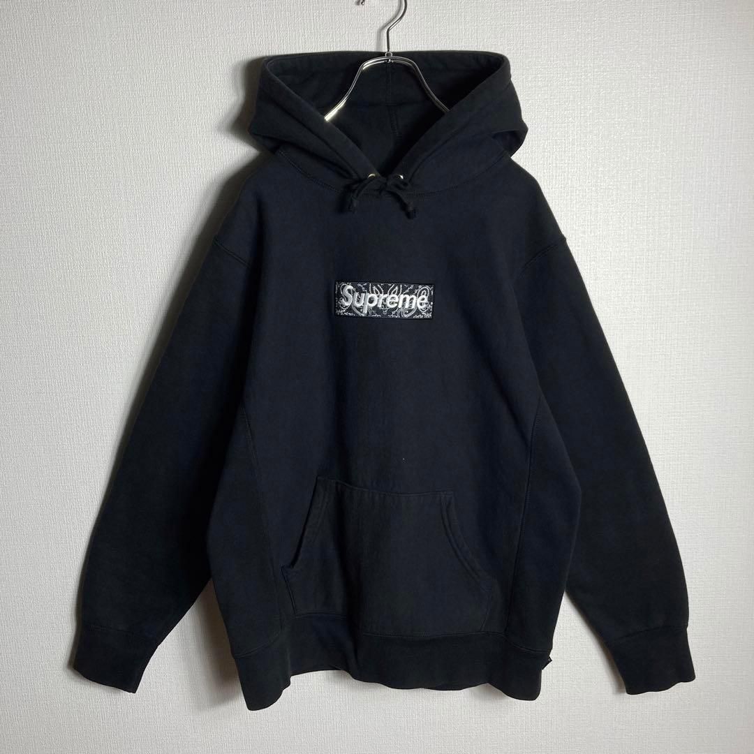 Supreme バンダナ BOXロゴ ブラック パーカー Supreme シュプリーム 19FW Bandana Box Logo Hooded Sweatshirt