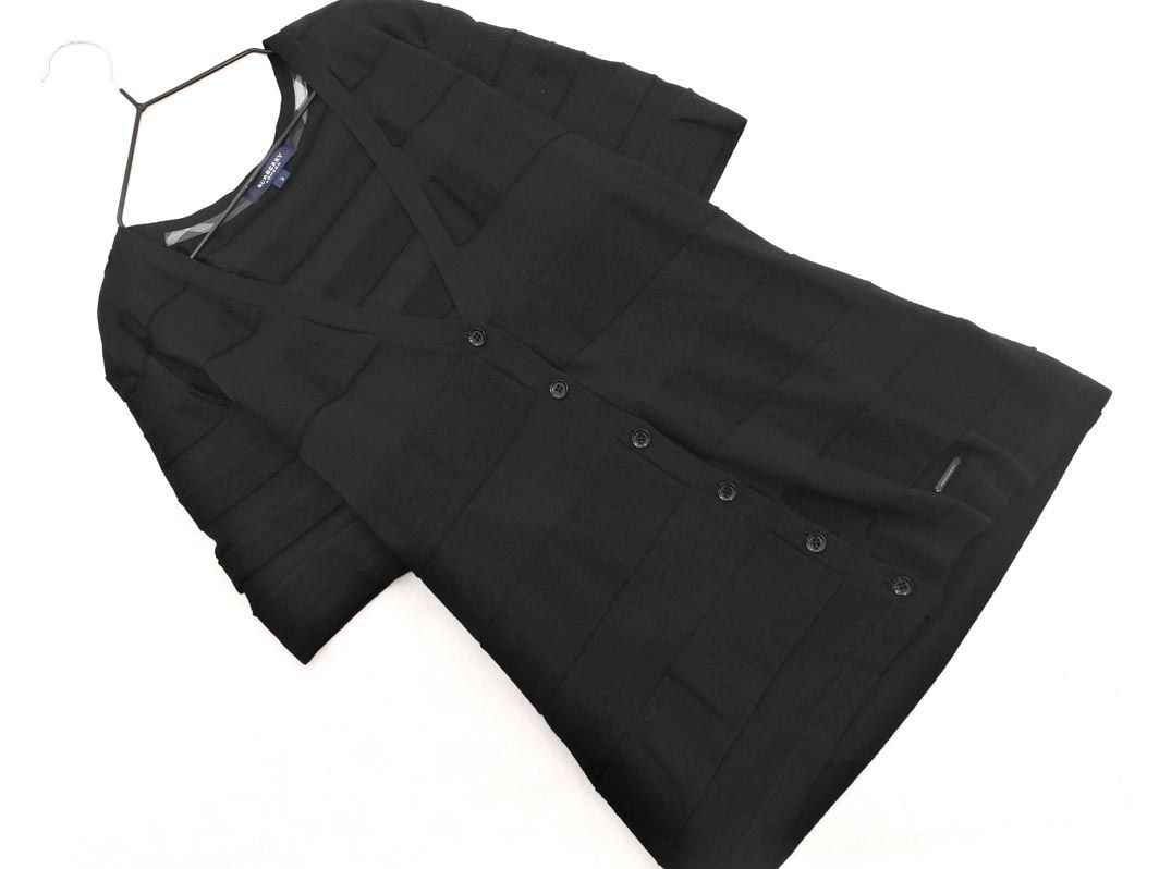 BURBERRY バーバリー ボーダー 半袖 カーディガン size2/黒