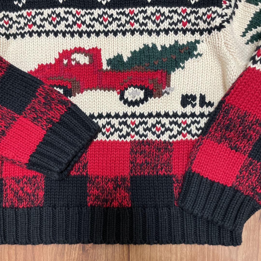 美品 オススメ！ 90s ラルフローレン 雪柄 ハンドニット M セーター 