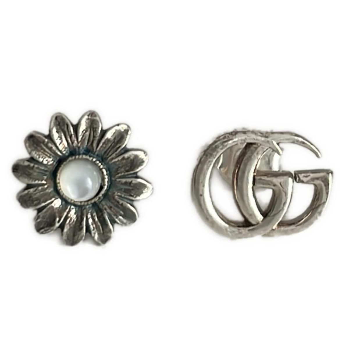 GUCCI グッチ ピアス ダブルG フラワー スタッズ ピアス 527390 シルバー×マザーオブパール
