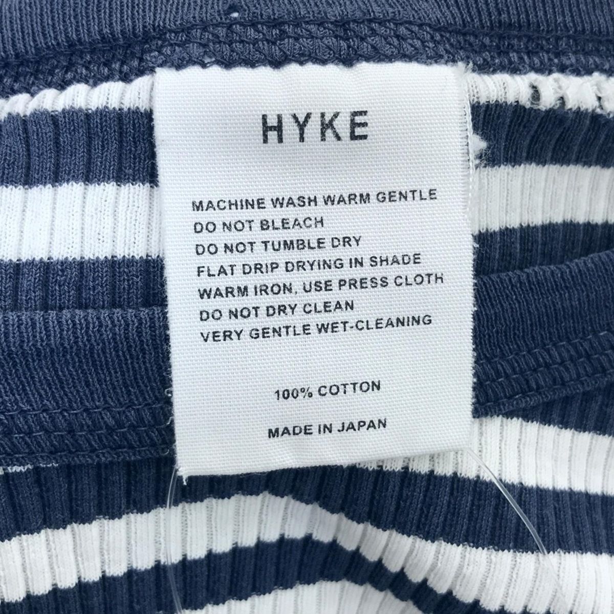 HYKE(ハイク) 長袖カットソー レディース - ネイビー×白 クルー