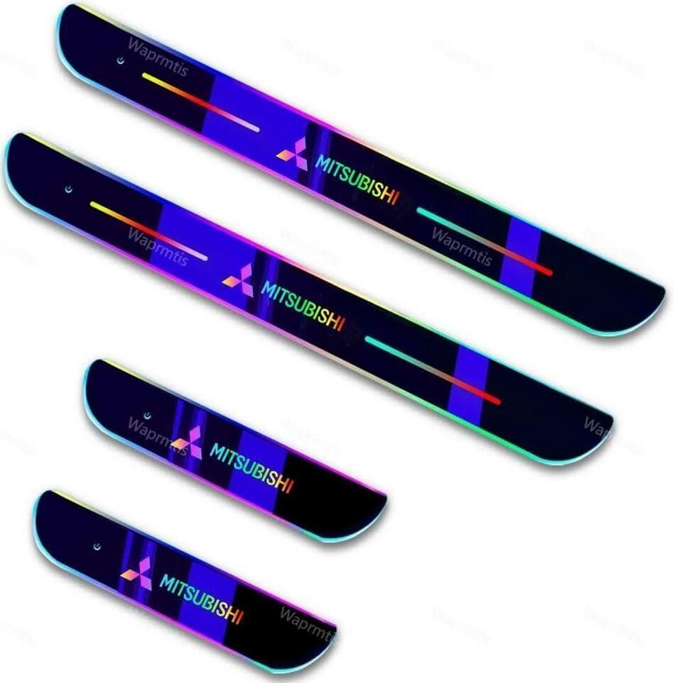 新作 三菱 7色 LED流れる アクリル製 自動変色 USB充電 マグネット、赤外線センサー自動スイッチで自動点灯消灯、 LED発光 自動車改装パーツ トLED発光(前席+後部座席4枚)
