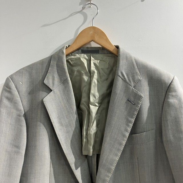 BURBERRY ウールフランネル2Bテーラードジャケット チェック グレー