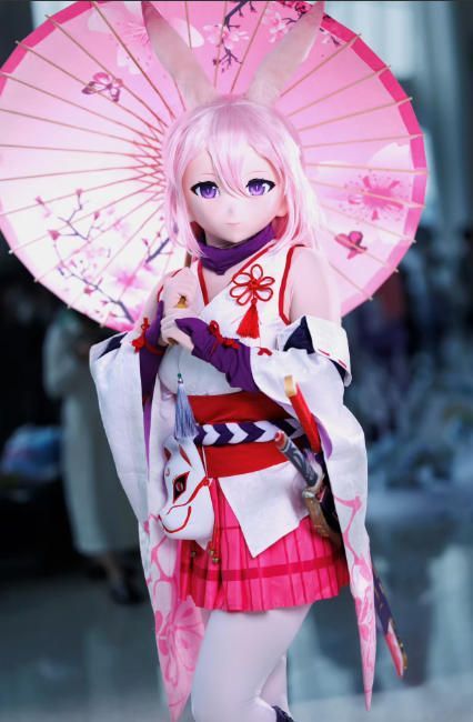 全頭マスク カツラ付き NO.1104 フルマスク ドール ヘッドロリータ人形 コスプレ マスク 仮装 着ぐるみ コスチューム 二次元