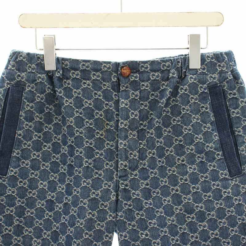グッチ GUCCI GGジャカードレザー切替デニムショートパンツ