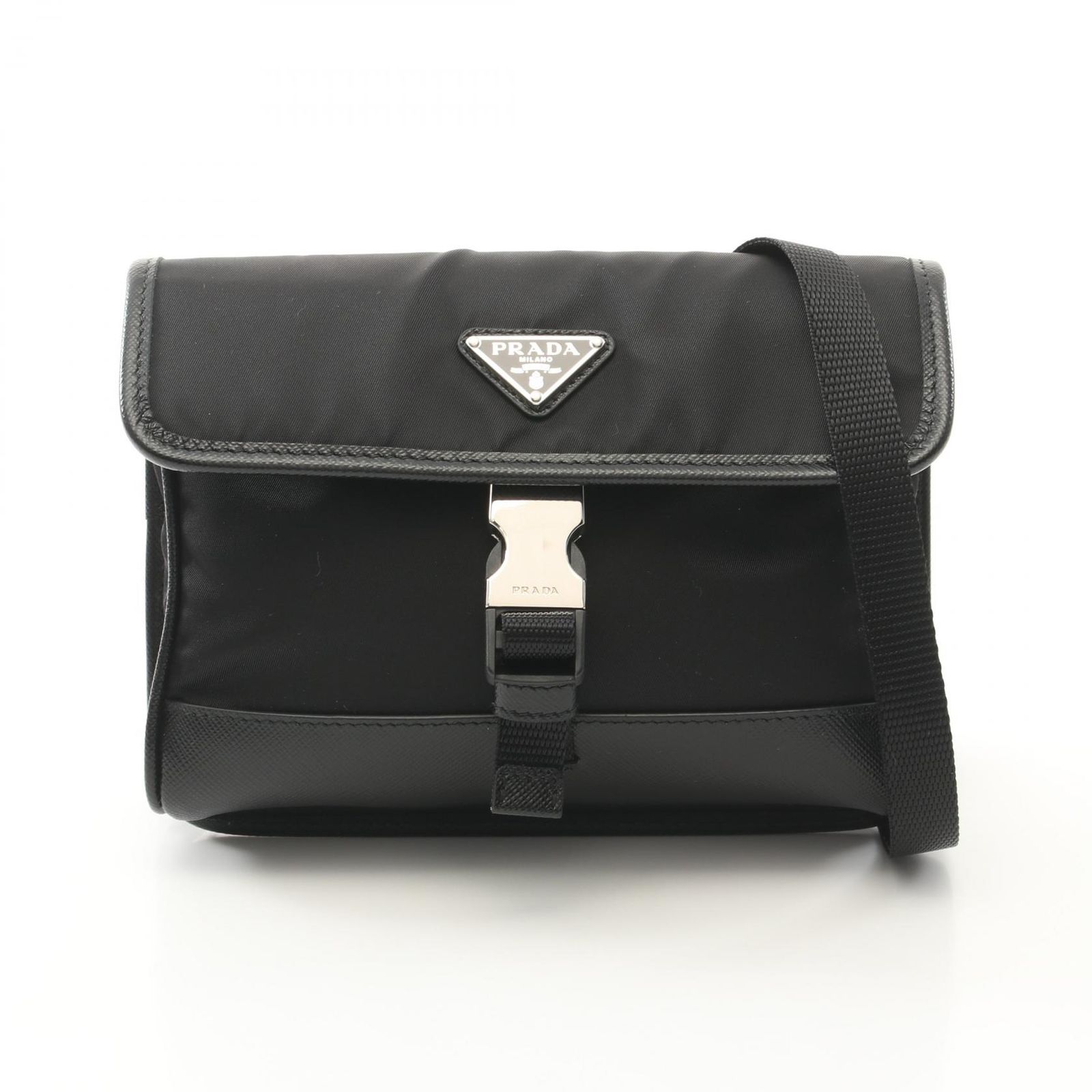 プラダ PRADA ショルダーバッグ RE NYLON TESSUTO SAFFIANO 2ZH108 ブラック ナイロン サフィアーノレザー フォンショルダー メンズ Used A