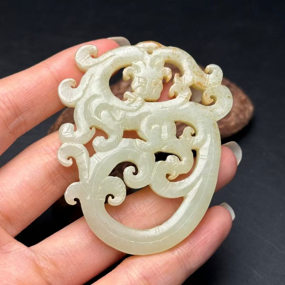 唐物 ◇和田玉 如意紋念珠 数珠◇中国古董品 中国古美術