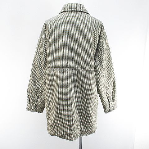 アースミュージック-エコロジー EARTH MUSIC - ECOLOGY 千鳥格子柄 パデットジャケット 中綿 F 茶系 ブラウン スナップボタン 胸ポケット 裏地