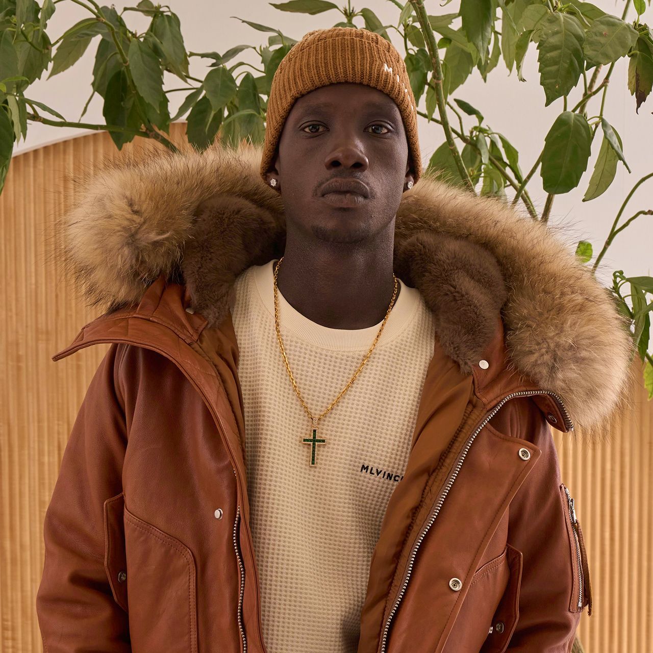  MLVINCE メルヴィンス CLASSIC LOGO RIBBED BEANIE BROWN ニット帽 ストリートファッション ニット帽 ビーニー 帽子