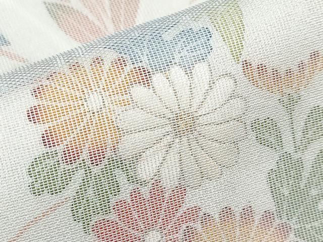 平和屋着物□極上 訪問着 紗袷 枝花文 千草鼠色地 逸品 未使用