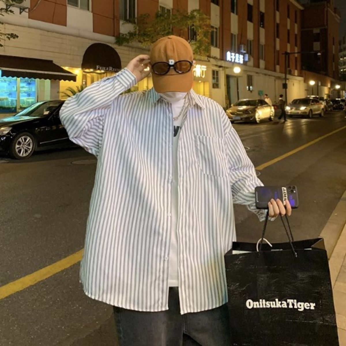 Argue Culture 長袖シャツラメ入りビッグシルエットストリート VISION STREET WEAR 長袖シャツ メンズ ビッグシルエット