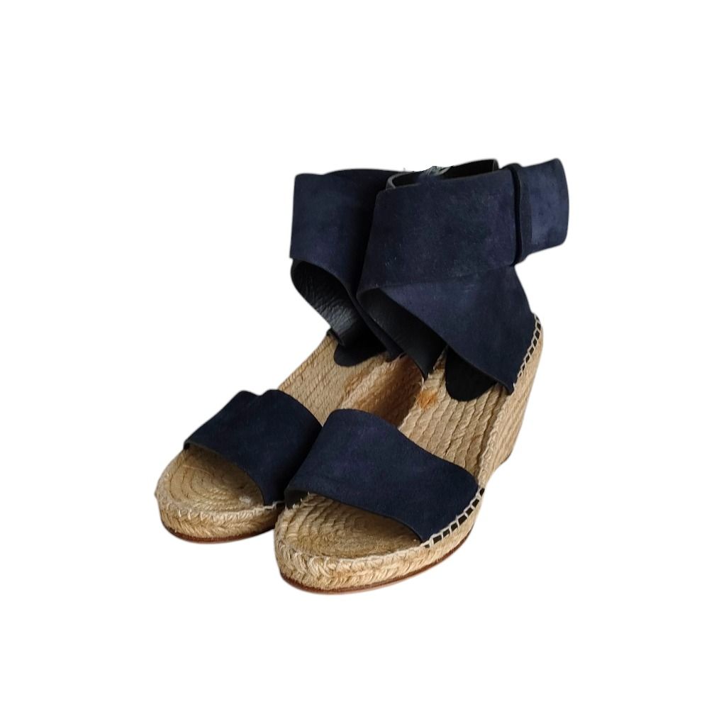 セリーヌ CELINE フィービ期 ネイビーウェッジソール厚底サンダル 美品 CELINE セリーヌ フィービー期 スエード ジュート ウエッジ