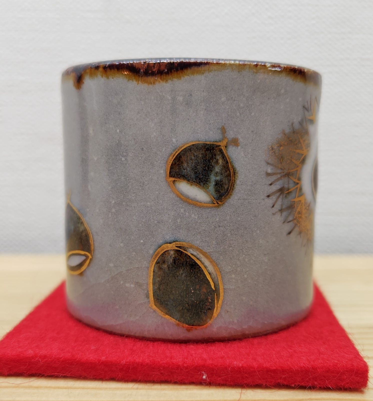 逢絢亭・新品】茶道具 蓋置 京焼 栗の形 山川敦司 ショップ 共箱入り