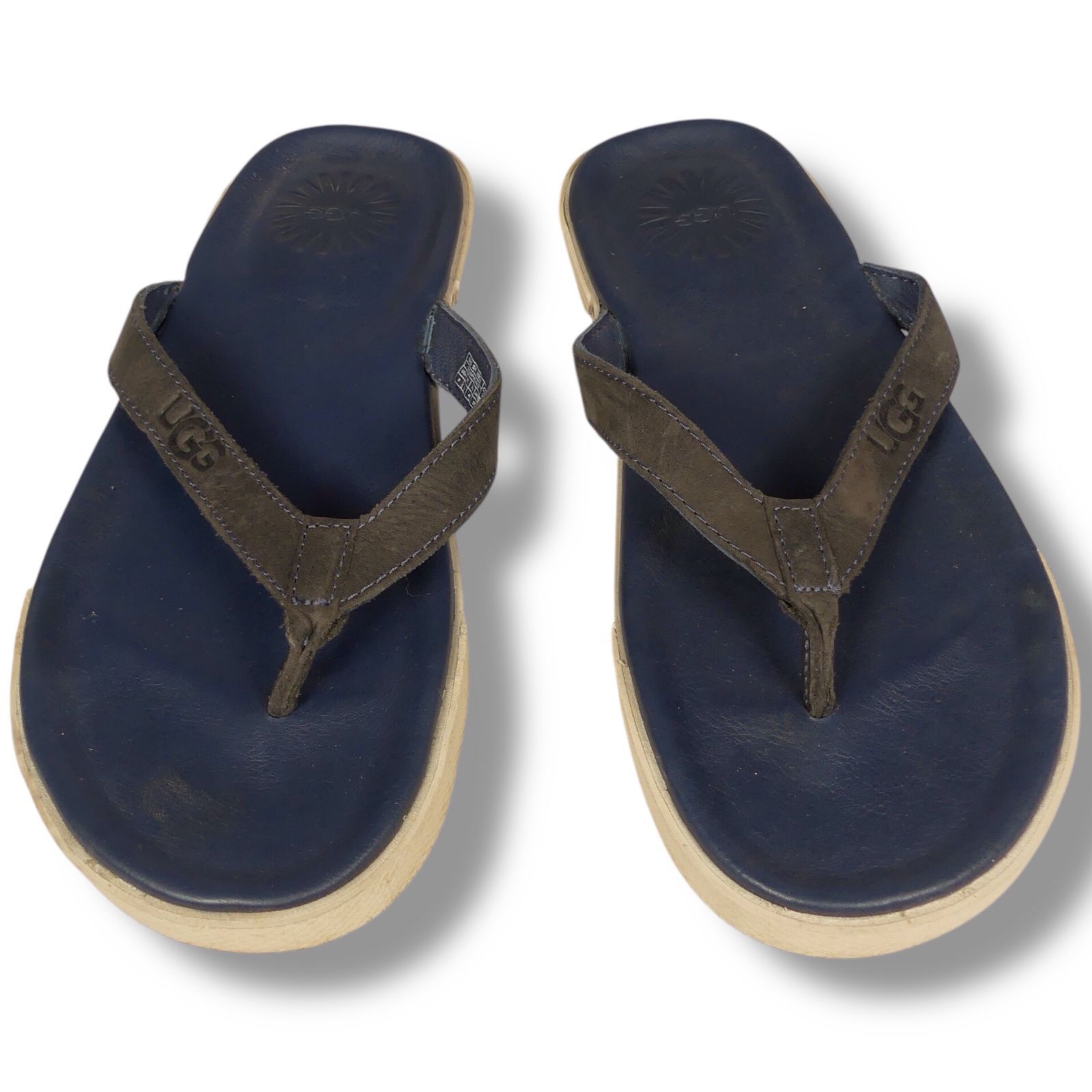UGG アグ レザーサンダル トングサンダル ネイビー メンズ 27cm 本革