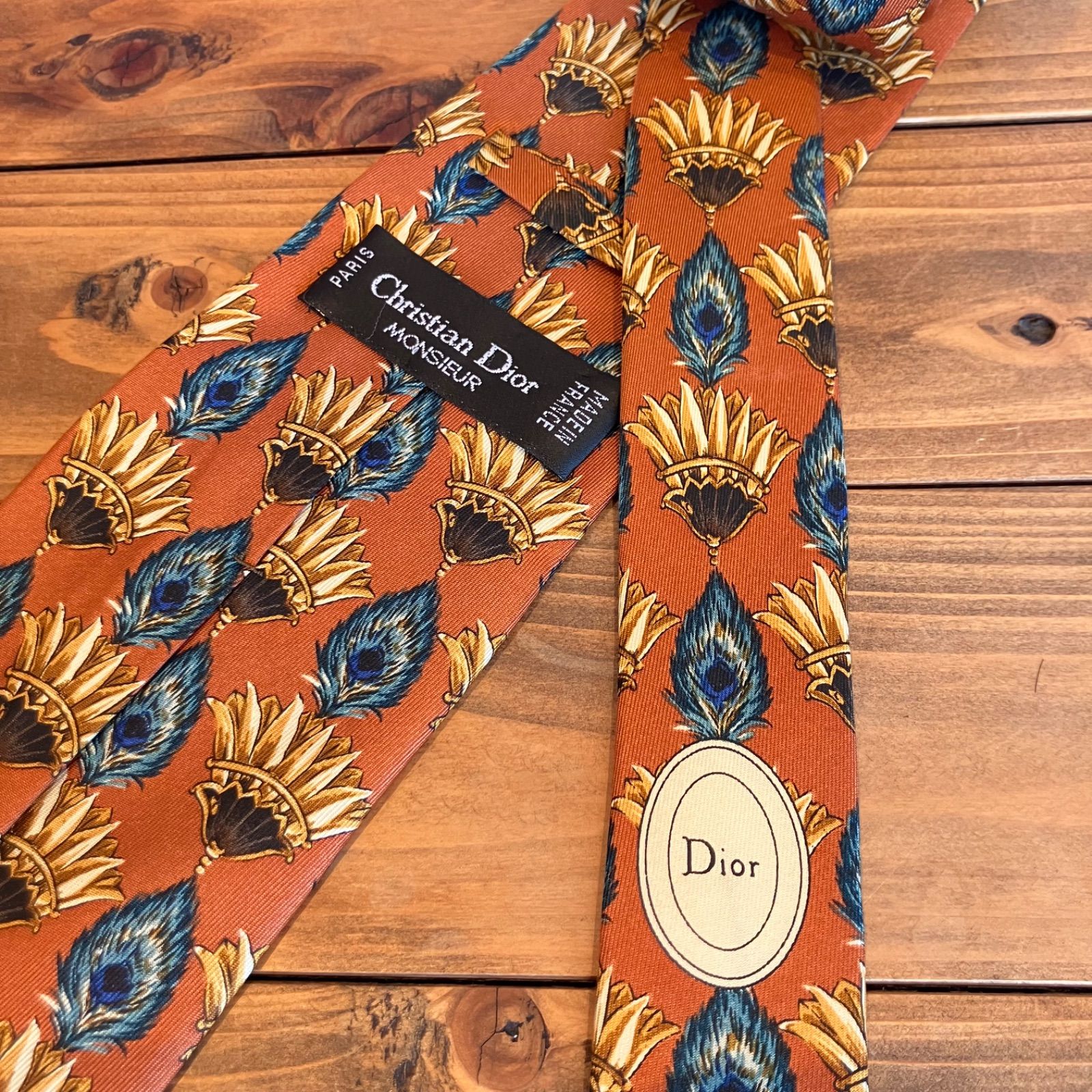 Christian Dior Monsieur ネクタイ ネイビー ゴールド 柄 1016 ファッション Christian Dior MONSIEUR◇ネクタイ⁄シルク⁄RED⁄総