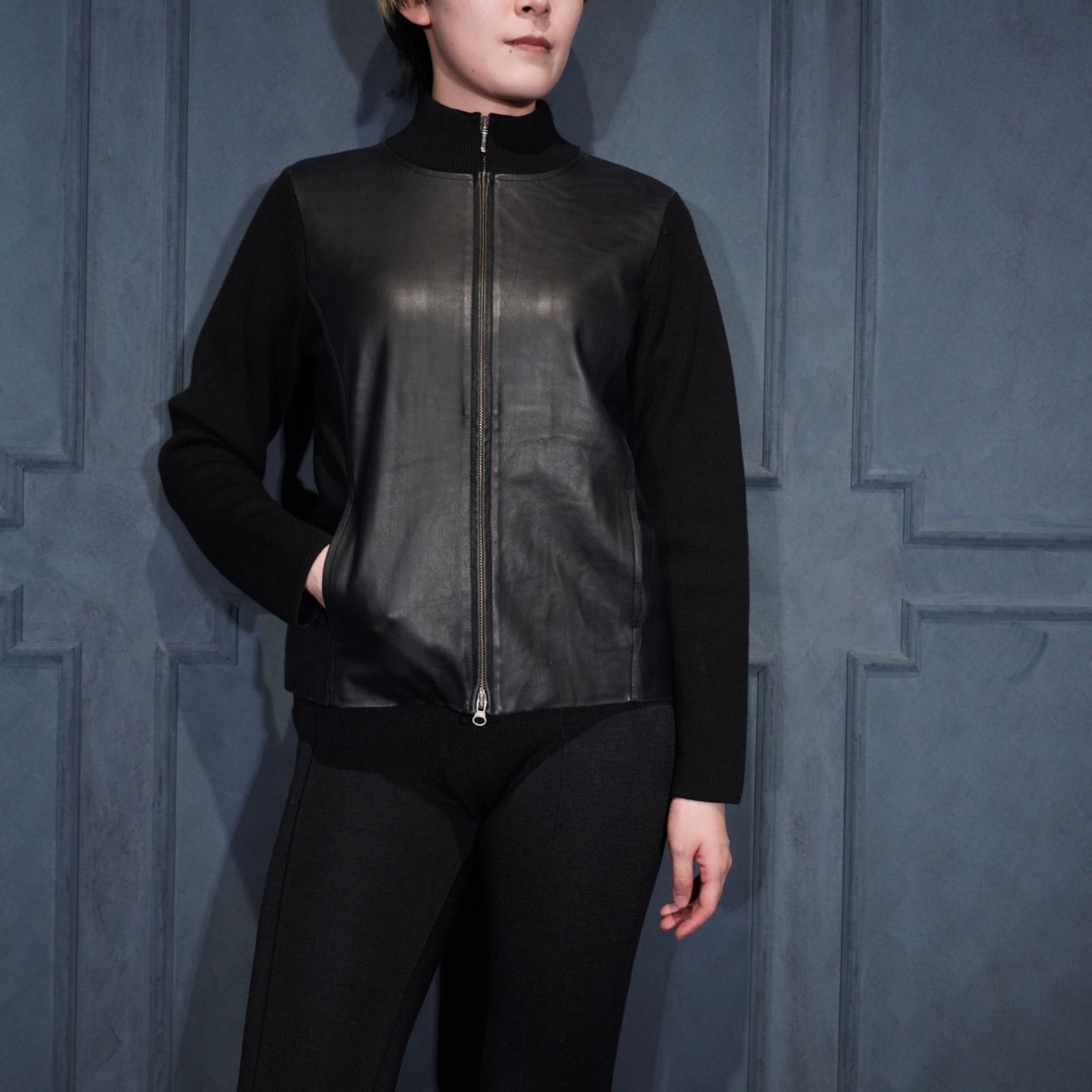 USA VINTAGE PENDLETON KNIT LEATHER ZIP UP DRIVERS BLOUSON アメリカ古着ペンドルトンニットレザージップアップドライバーズブルゾン