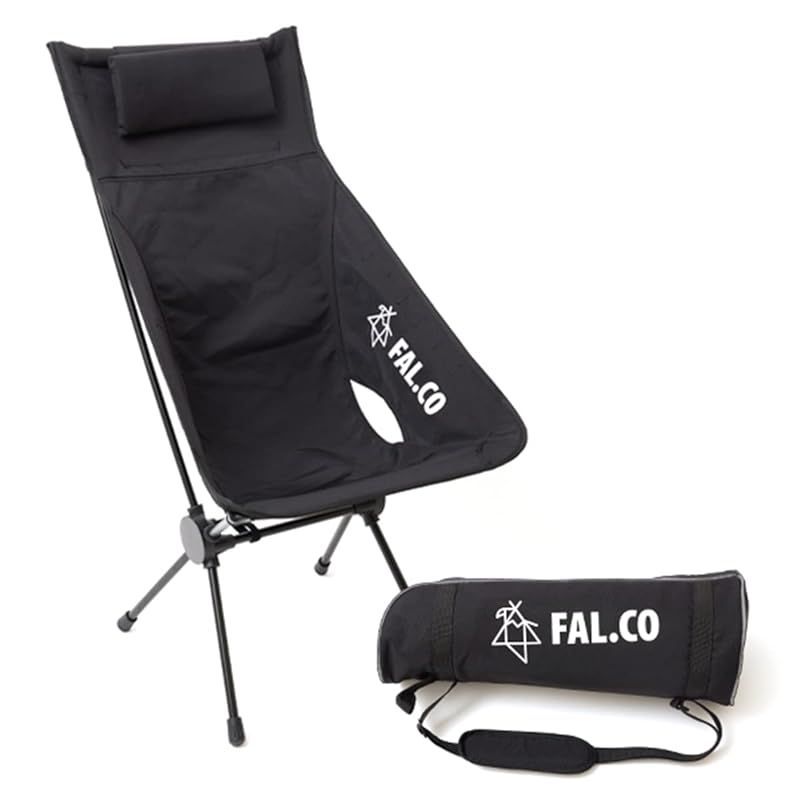 人気商品 FAL.CO FOLD HOLD CHAIR ファルコ フォールドホールドチェア -Utility High Back Chair- アウトドア キャンプ 折り畳み ブラック サイドポケット 釣り ハイキング フェス
