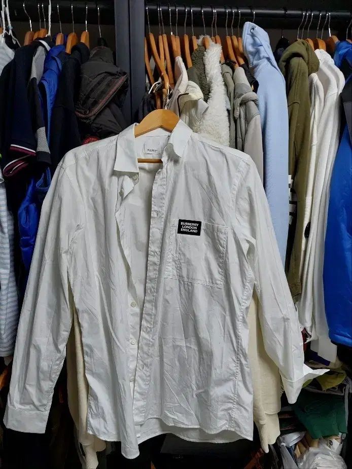 バーバリー ロンドン イングランド ポプリン 白 シャツ L