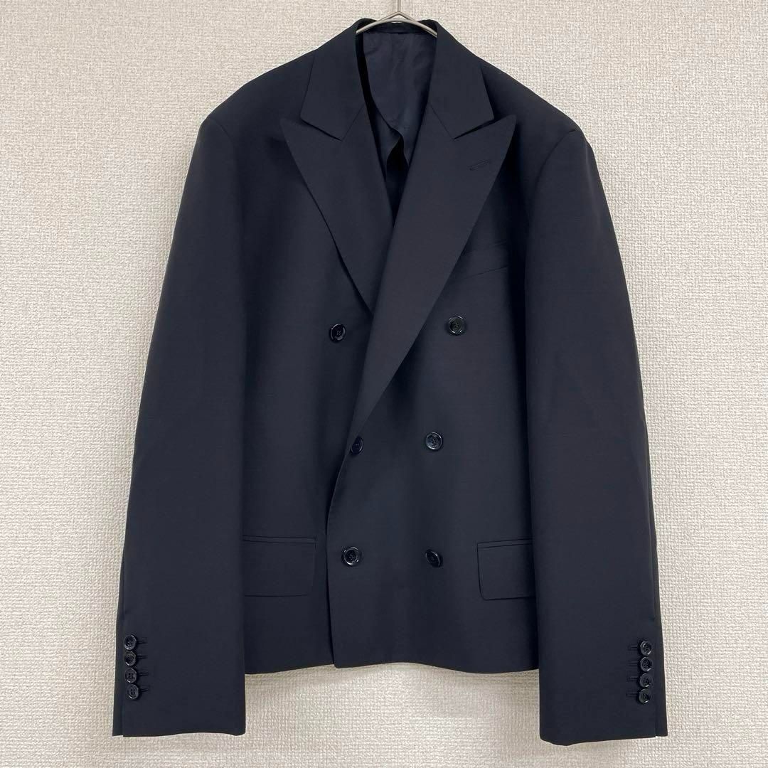 Drawer ドゥロワー テーラードジャケット ダブル モヘヤ ウール ネイビー 38