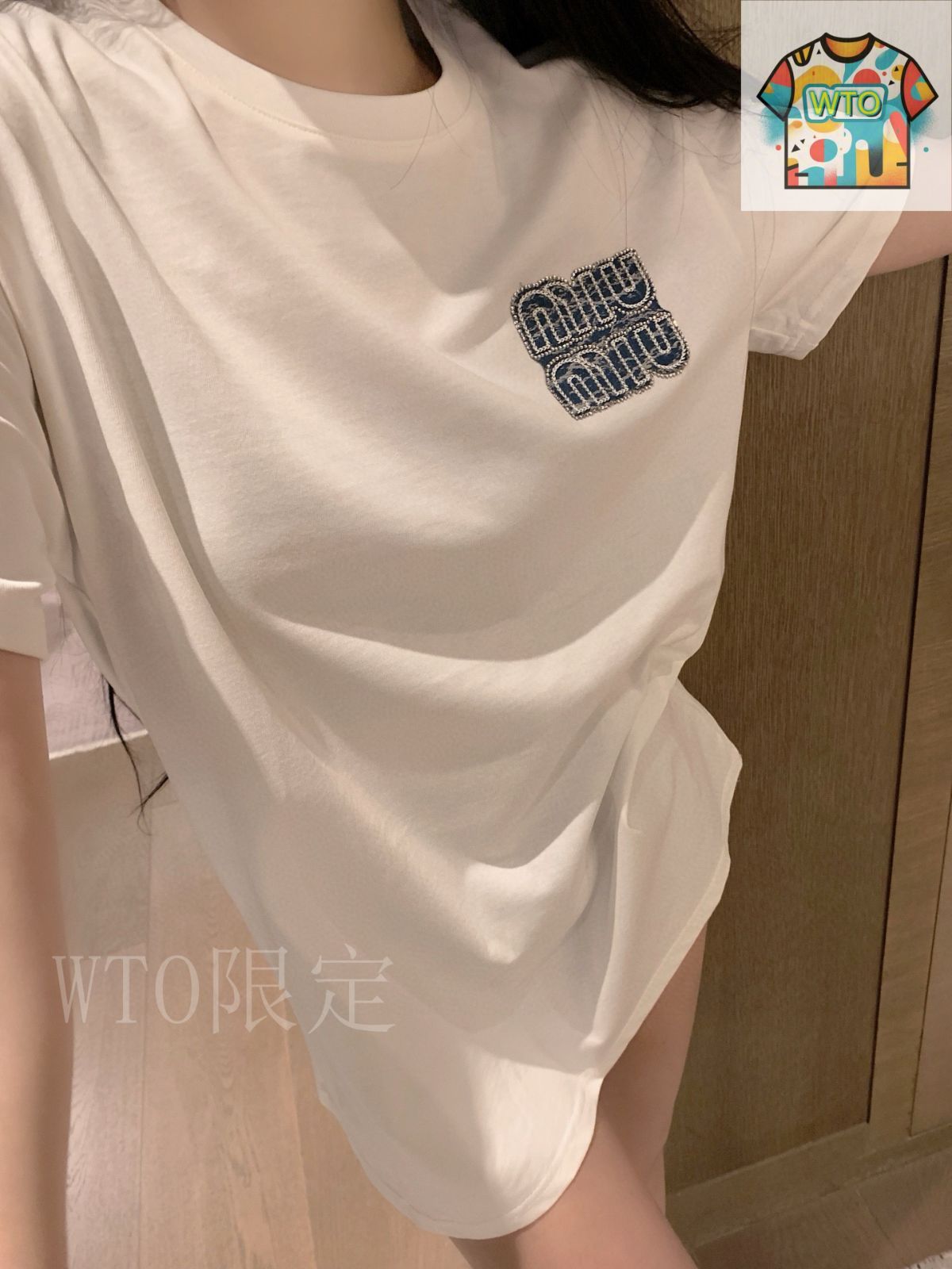 今日WTO】Miu Miu Blue Letter Logo Short-Sleeve ミュウミュウ