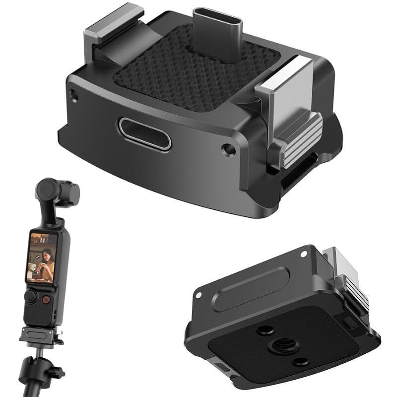 OSMO POCKET 3 充電ベース DJI POCKET 3 用 アルミニウム合金 マウント アダプター,Type-Cポート,底面に1/4ネジ穴とGoproコネクター三脚や自撮り棒などに取り付け可能 (1/4ネジ穴) 0 - メルカリ