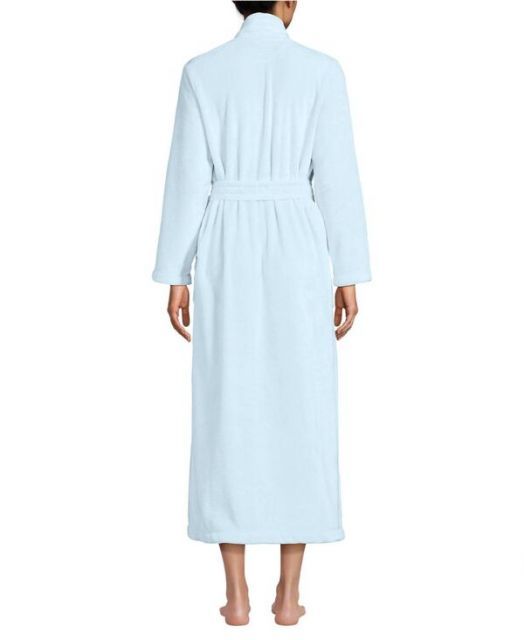 ランズエンド レディース ナイトウェア アンダーウェア Women s Cozy Plush Long Wrap Robe Soft ice blue