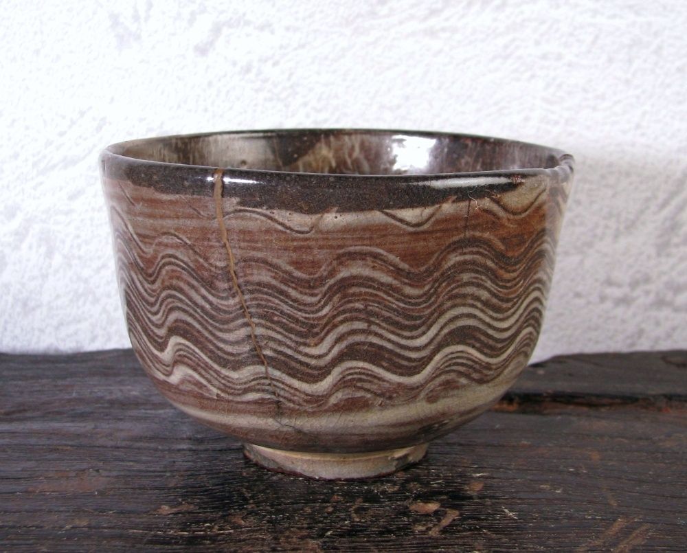 古唐津 木原窯 刷毛目茶碗 幅：10.5cm 桐箱付 江戸初期/25i005 トップ