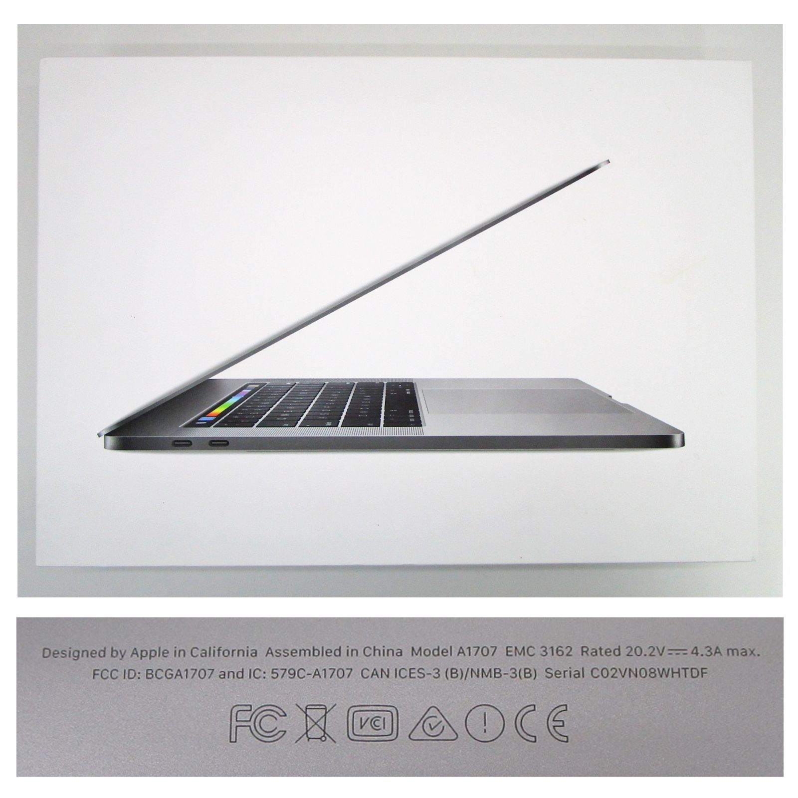 Apple MacBook Pro 15-inch A1707 15.4インチ 3.1GHz Radeon Pro 560 16GB 2TB ノートパソコン