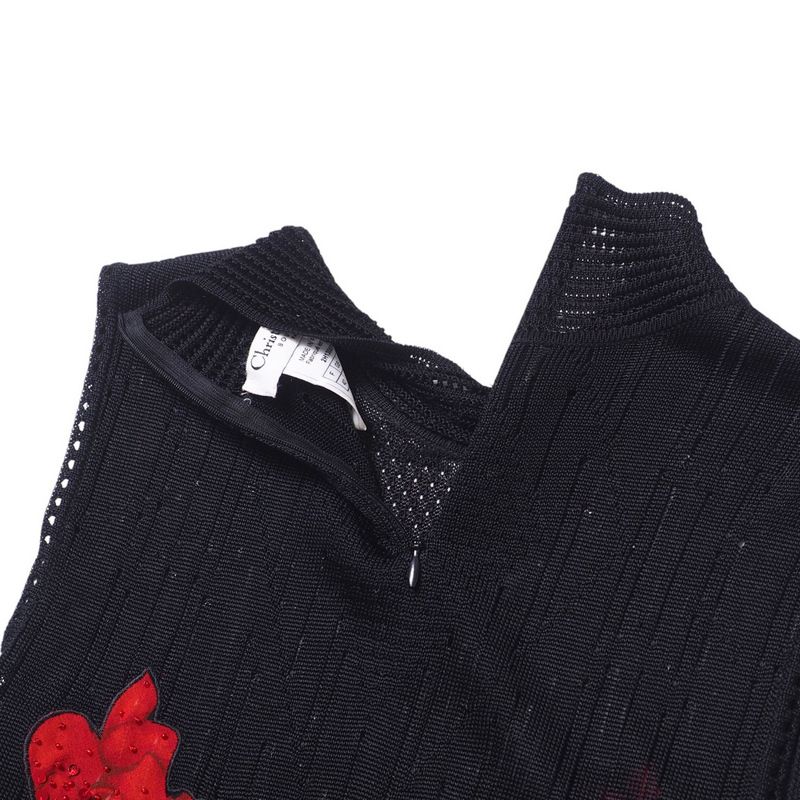 Dior クリスチャンディオール ニット サイズ40 ハイネック ノースリーブ ニット フラワー スパンコール  フランス製 【mina perhonen】 ブランド古着【中古】20241218/RA1990