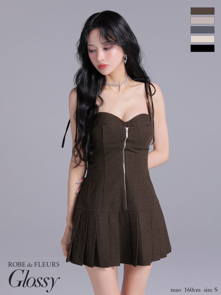 ローブドフルールGlossyブラウンドレス レディース ROBE de FLEURS Glossy ブラウンドレス S
