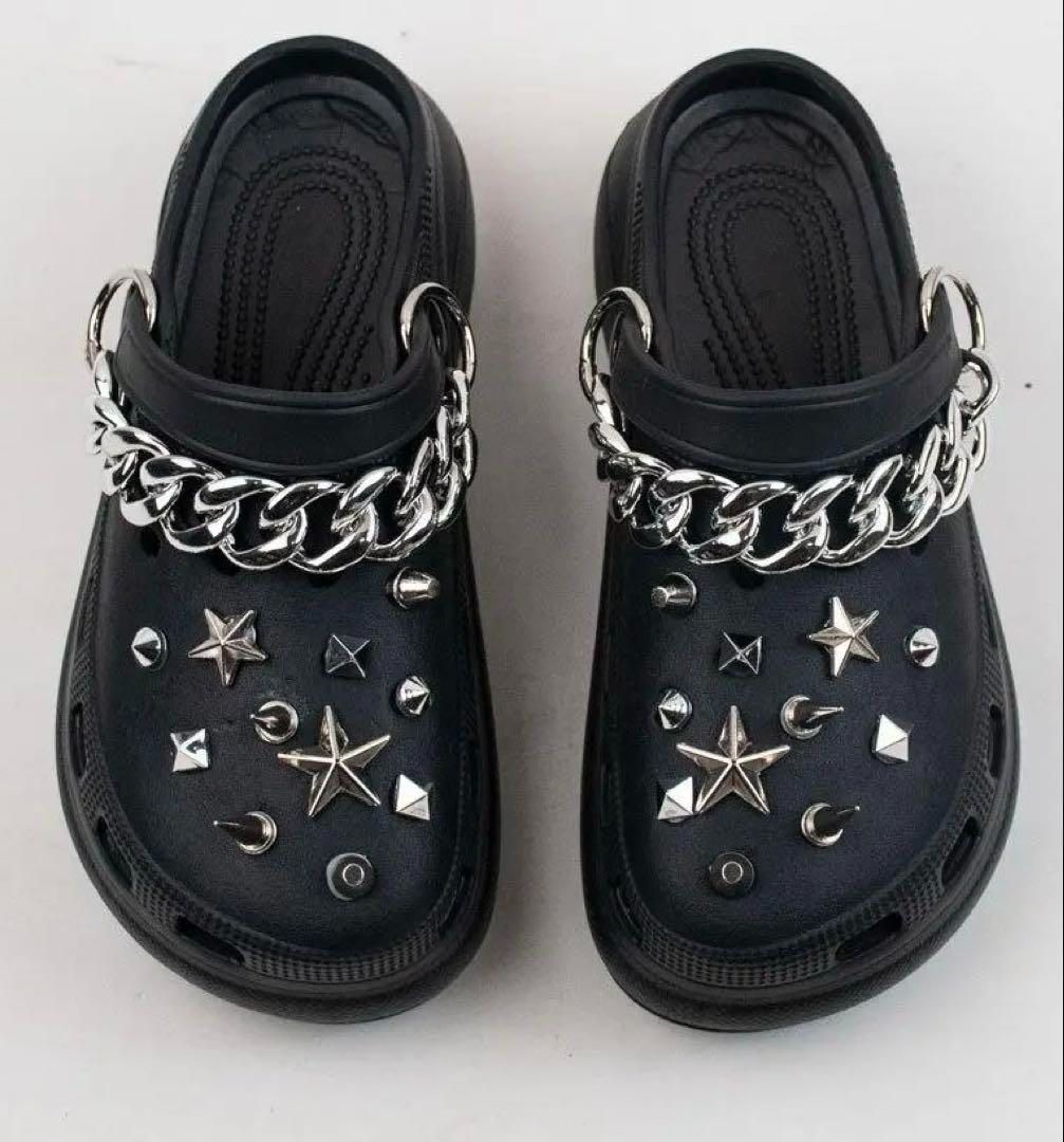クロックス crocs ジビッツ デコ 韓国 y2k 星 シルバ 星 チェーン