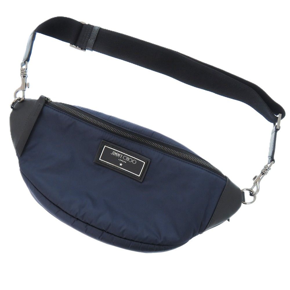 ジミーチュウ KIRT OUQ 193 カーフ ナイロン ネイビー 紺 ボディバッグ 1297 JIMMY CHOO メンズ