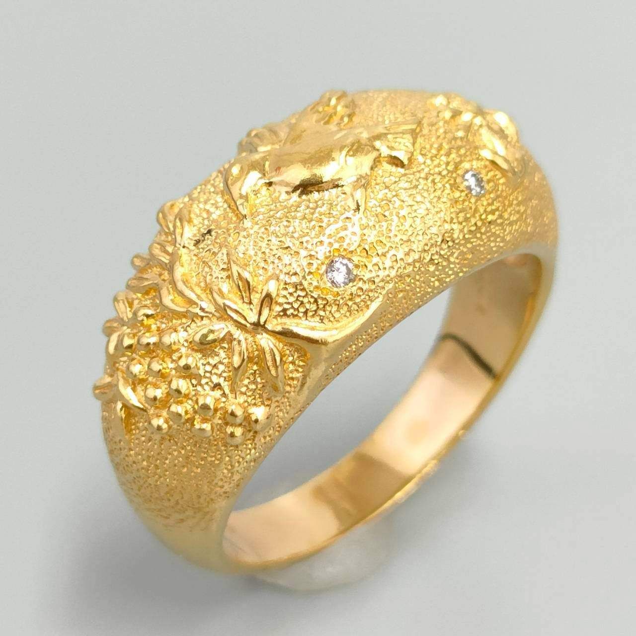 K24 純金 ダイヤ付 鳥 リング メンズ 10.78g 19号 D293