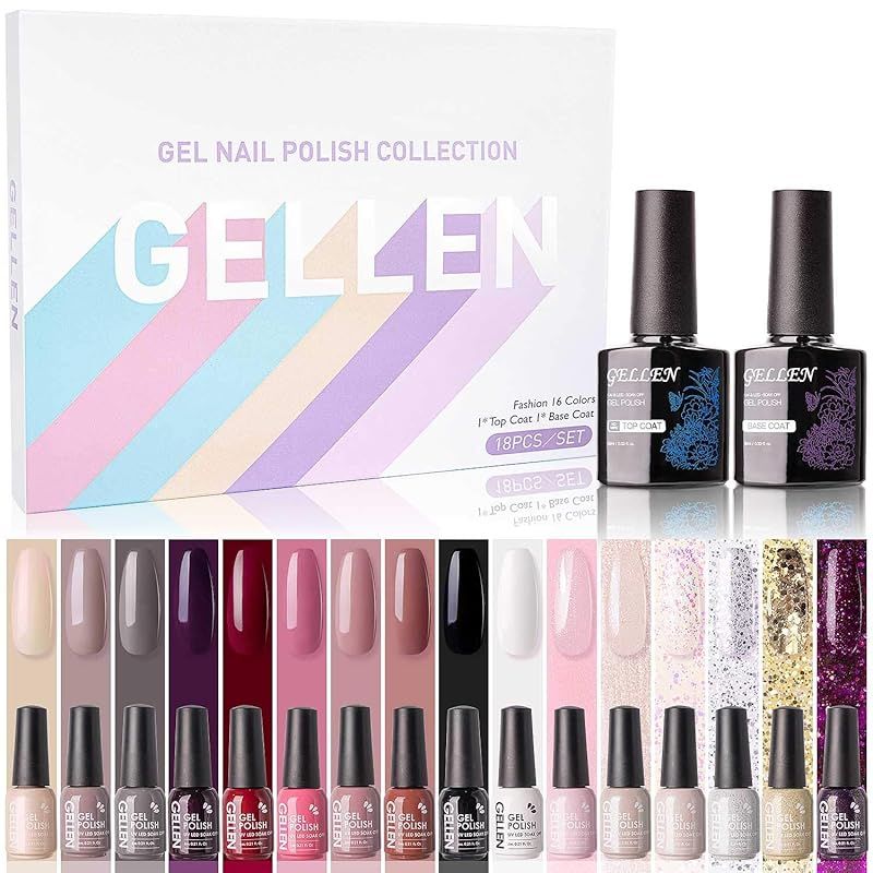 Gellen ジェルネイル カラージェル 16色セット UV/LED対応 ポリッシュタイプ ベーストップ付き
