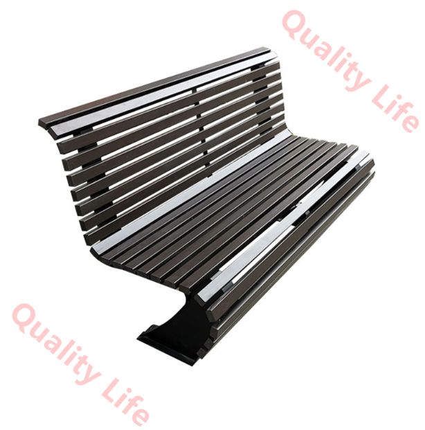 木製ガーデンベンチ 金属フレーム付き2人用ベンチ 屋外用色あせ防止ベンチ ポーチ 芝生 公園 バルコニー 裏庭のパティオに最適