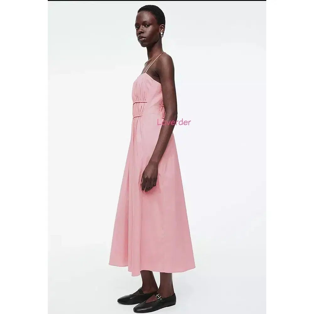 COS COS コス ギャザー コットン シャーリング ミディ ロング丈ワンピース 36