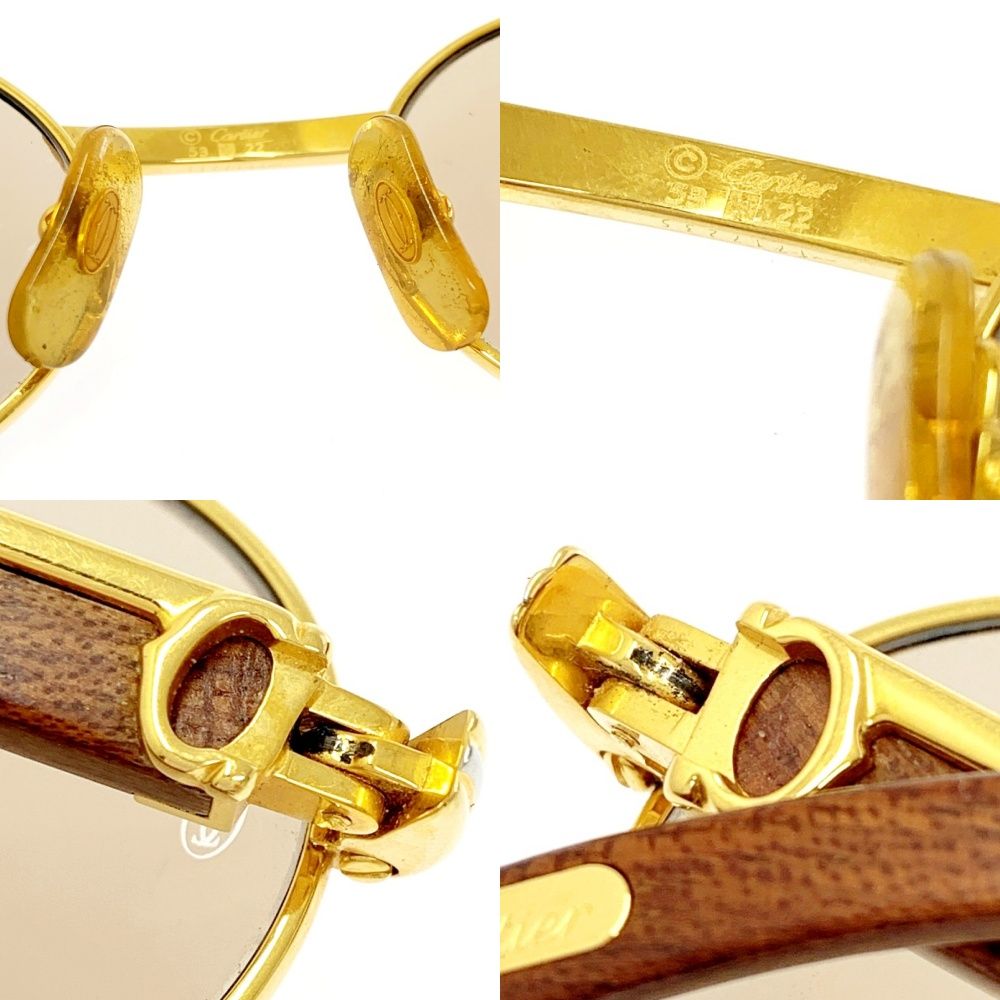 中古】CARTIER カルティエ 1717235 140b 53□22 ウッド サングラス