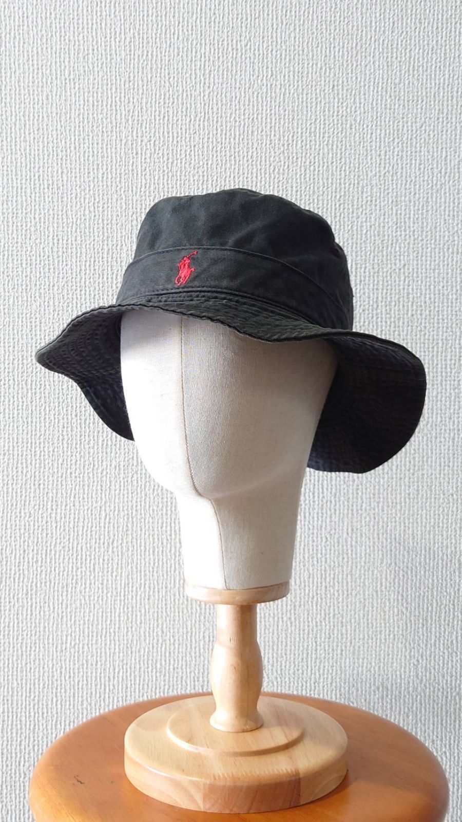 90’s Polo Ralph Lauren コットンツイル バケットハット M フェードブラック
