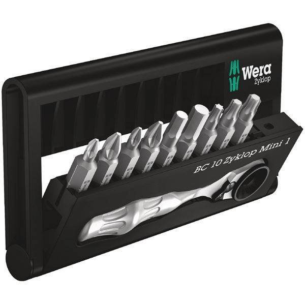 WERA ヴェラ 10点組 ドライバービット ラチェットハンドルセット 差込6.35mm ケース付 073645 工具 ツール DIY 作業工具 道具