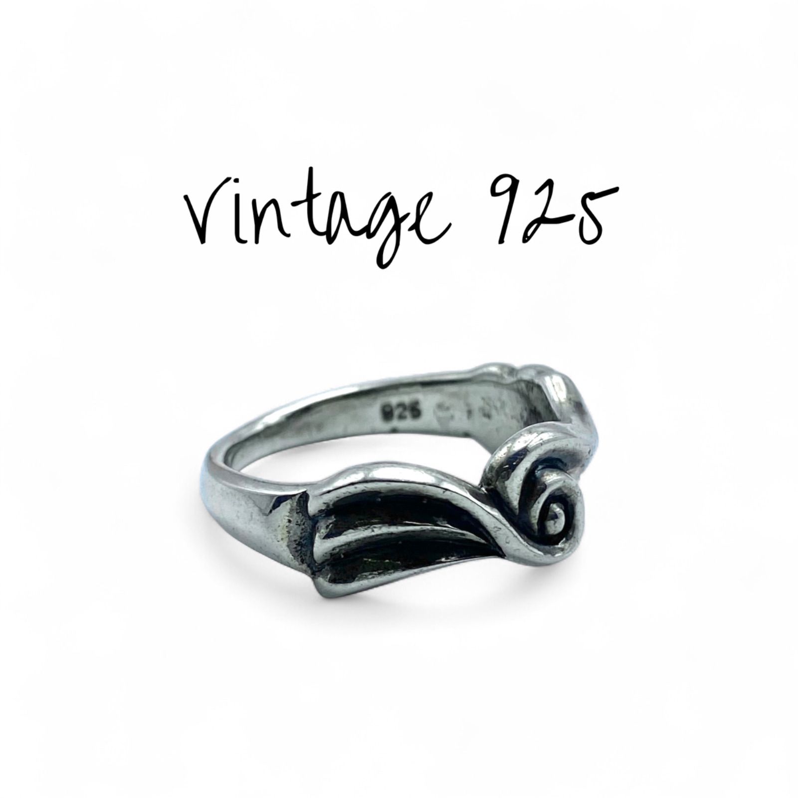 スパイラル】ストリームライン Silver 925 刻印 90s Vintage Ring 