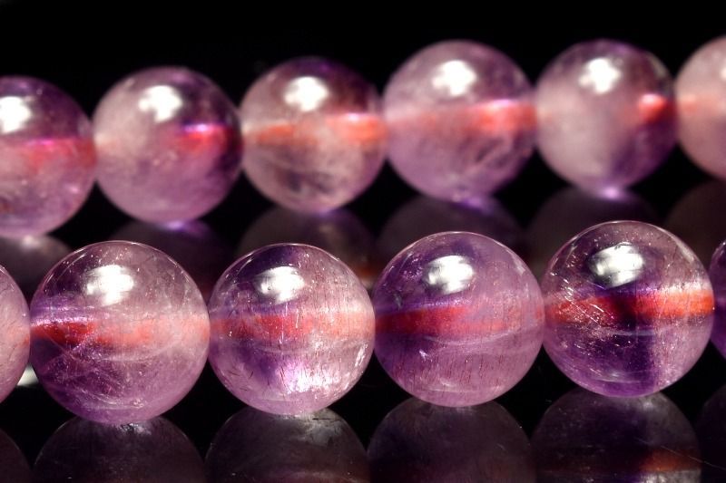 【１点物】高品質◇華やか ピンクスーパーセブンアメジスト 7.5mm ブレスレット パワーストーン 天然石 _MA8366