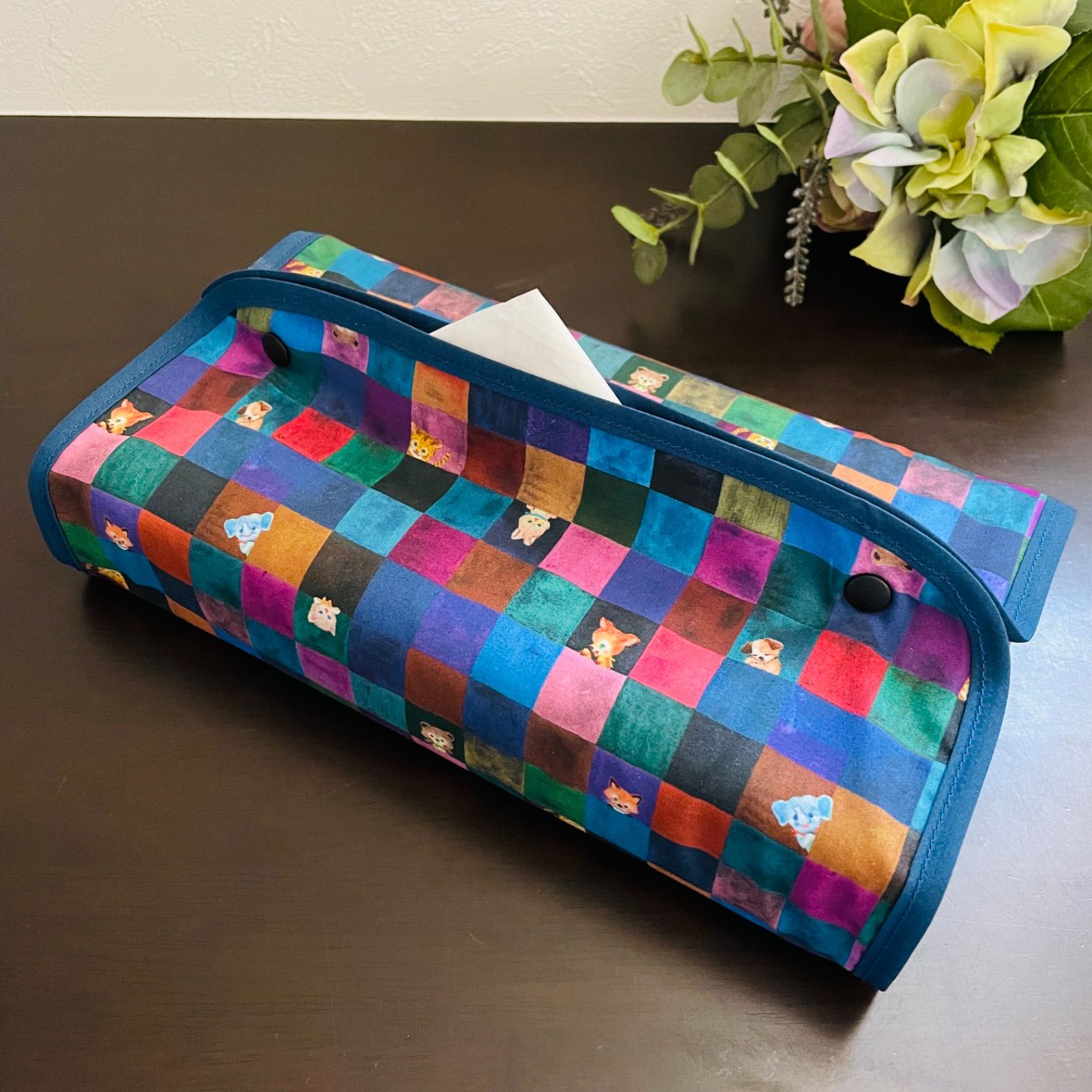 キューブキャンディ ネイビー ボックスティッシュカバー ユキエモン  