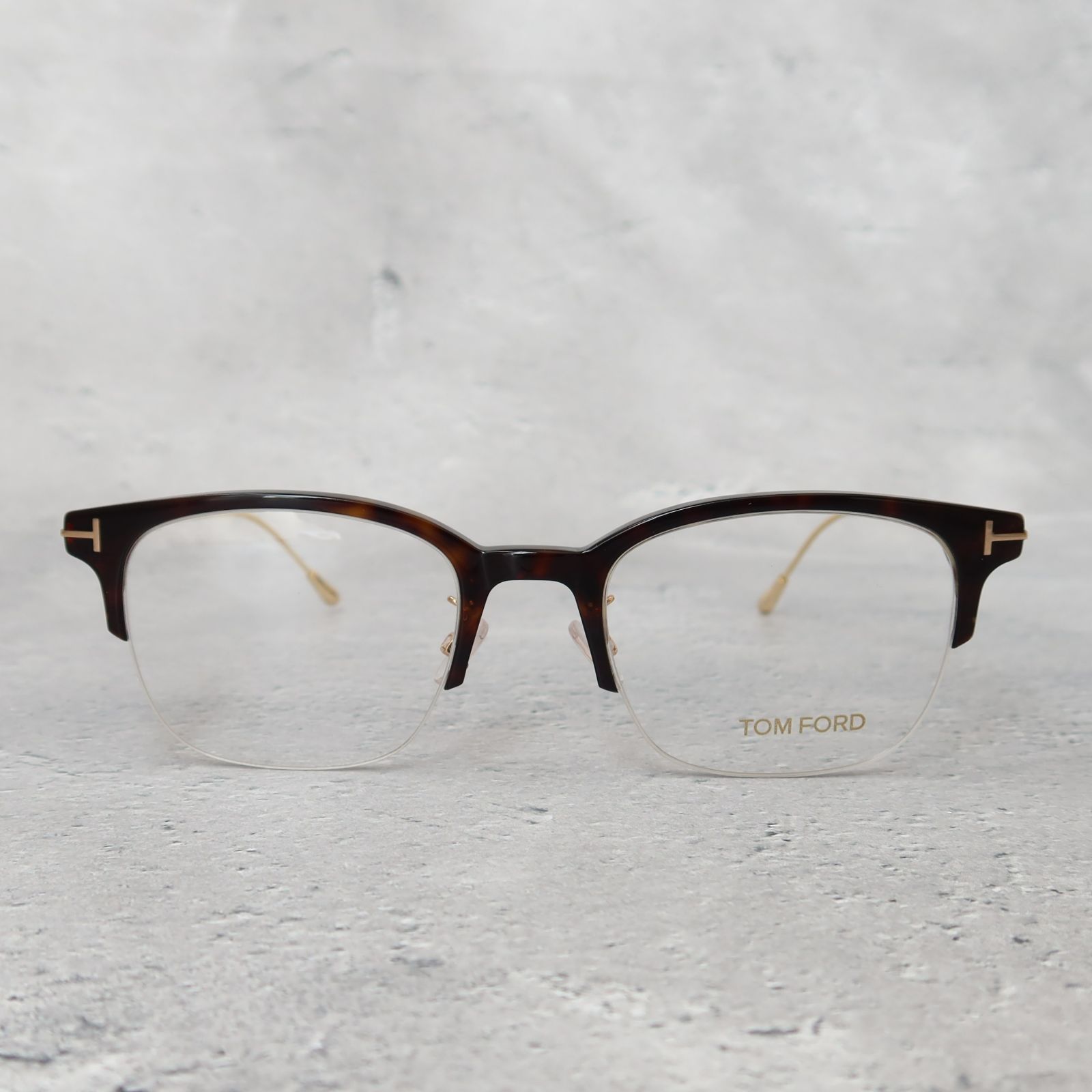 メガネ トムフォード ハーフリム べっ甲柄 ゴールド アジアンフィット